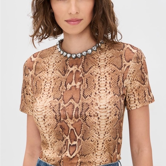 Zimmermann Tan Snake Print Short Sleeve Top
